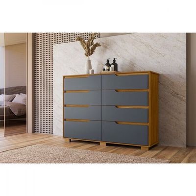 Cômoda 8 Gavetas MDP Moval Georgia, 147 cm Freijo/Cinza