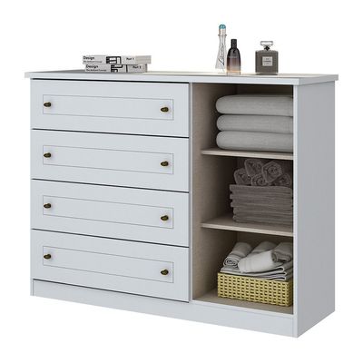 Cômoda Americana 1 Porta 4 Gavetas Henn Branco