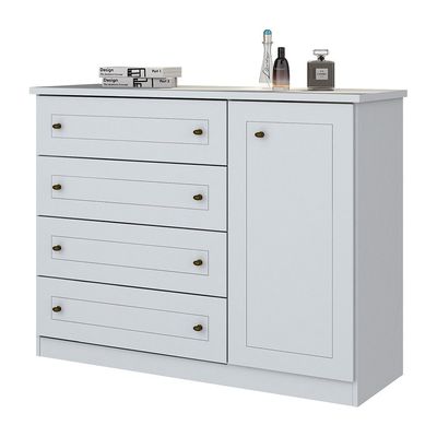 Cômoda Americana 1 Porta 4 Gavetas Henn Branco