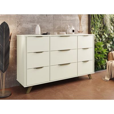 Cômoda Europa Olimpia 100 em MDF 9 Gavetas Moveis Europa Off White