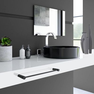 Toalheiro Para Rosto De Banheiro Preto Fosco Orion Grego Metal 40cm
