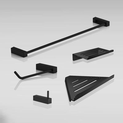 Kit Acessórios Para Banheiro Preto Fosco 5 Peças Grego Metal 2102tr