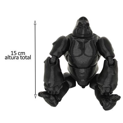 Boneco Gorila Articulado Impressão 3d Decoração 15 cm Geek Brinquedo Preto