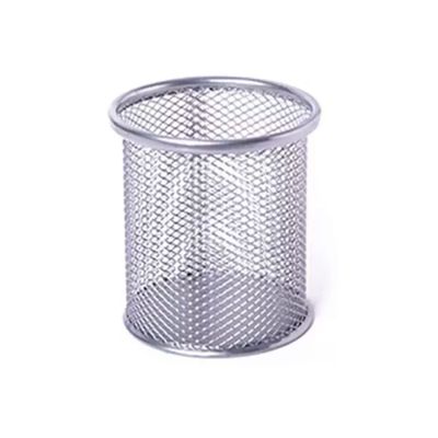 Kit 5 Porta Canetas Organizador de Mesa Redondo Telado Aramado Grampos Clips Escritório Home Office Preto