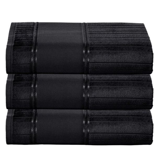 Kit c/ 3 Toalha Banho Dohler Artesanalle Pintura 70x140cm Preto