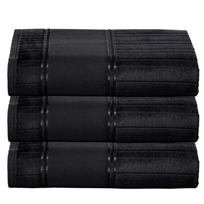 Kit c/ 3 Toalha Banho Dohler Artesanalle Pintura 70x140cm Preto