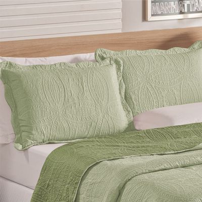 Colcha King Bouti dupla Face 03 Peças - Verde