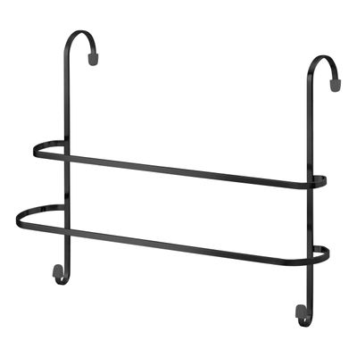 Porta Toalha Duplo com 02 Ganchos Toalheiro Preto Suporte para Box Sem Furo