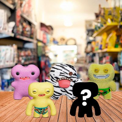 Kit com 5 Mini Bonecos Fuggler 6cm Zebra, Rosa, Verde e Amar