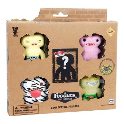 Kit com 5 Mini Bonecos Fuggler 6cm Zebra, Rosa, Verde e Amar