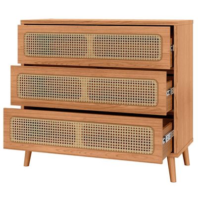 Cômoda Para Quarto 3 Gavetas Com Palha 105cm Pés Retrô Arnoni D03 Freijó - Lyam Decor