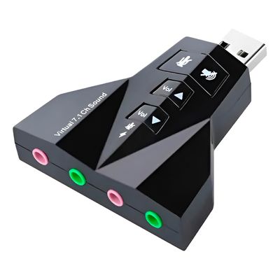 Adaptador de Áudio USB 7.1 – Melhor Qualidade de Som para PC e Notebook | Placa de Áudio Microfone