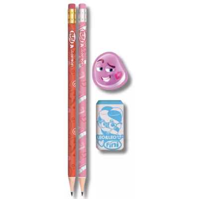 KIT LAPIS HB FINI 2 LAPIS, APONTADOR E BORRACHA - LEO & LEO