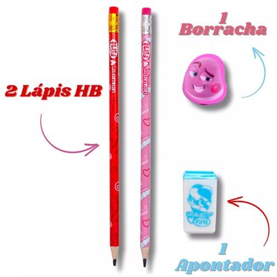 KIT LAPIS HB FINI 2 LAPIS, APONTADOR E BORRACHA - LEO & LEO