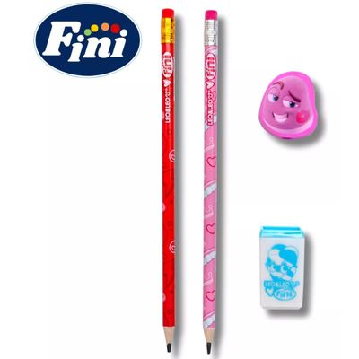 KIT LAPIS HB FINI 2 LAPIS, APONTADOR E BORRACHA - LEO & LEO
