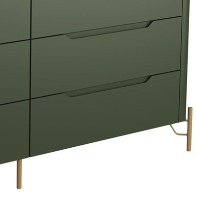 Cômoda Para Quarto Closet Orgânica 6 Gavetas Pés Industrial Dourado Bliss I03 Musgo - Lyam Decor