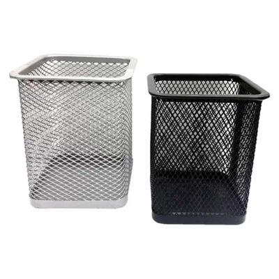 Kit 5 Porta Canetas Organizador de Mesa Quadrado Telado Aramado Grampos Clips Escritório Home Office Preto