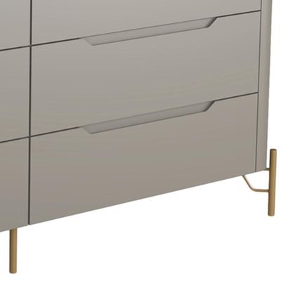 Cômoda Para Quarto Closet Orgânica 6 Gavetas Pés Industrial Dourado Bliss I03 Grigio - Lyam Decor