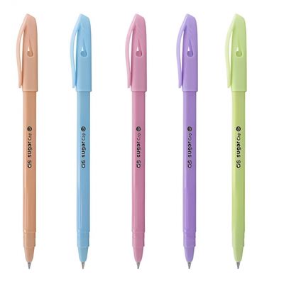 Kit Canetas-Esferográficas Sugar Cap 1.0mm - Escrita Fina - 5 Cores Tom Pastel