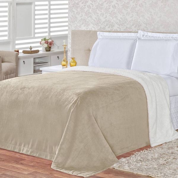 Cobertor Pele De Carneiro Sherpa Alaska Queen 01 Peça - Caqui Cobertor Pele De Carneiro Sherpa Alaska Queen 01 Peça - Caqui