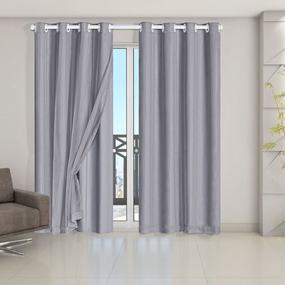Cortina Blackout Voil Liso 2,80m x 2,30m Voil 100% Poliéster/Forro 100% PVC - Cinza