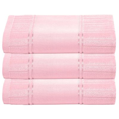 Kit c/ 3 Toalha Banho Dohler Artesanalle Pintura 70x140cm Rosa Claro