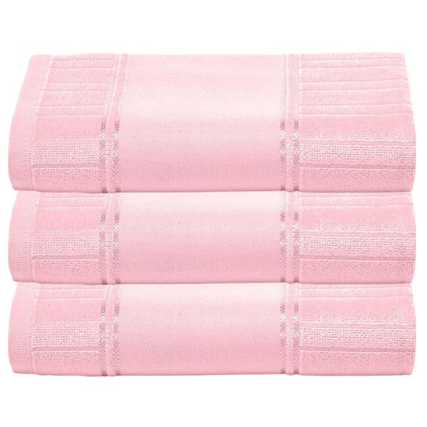 Kit c/ 3 Toalha Banho Dohler Artesanalle Pintura 70x140cm Rosa Claro