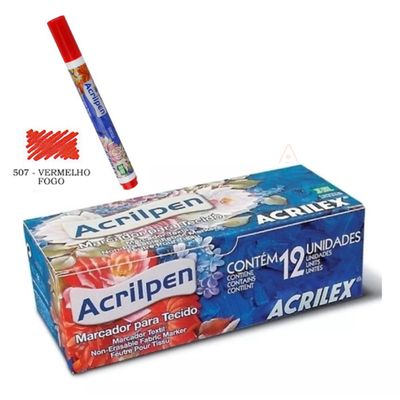 Kit com 2 Caixas de Canetas Acrilpen Acrilex – Preta e Vermelha para Tecidos