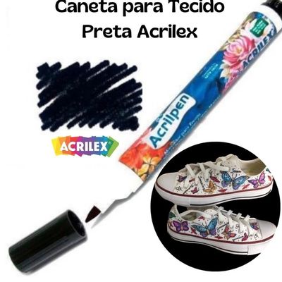 Kit com 2 Caixas de Canetas Acrilpen Acrilex – Preta e Vermelha para Tecidos