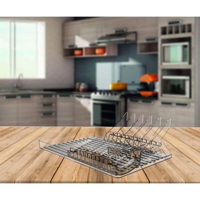 Escorredor de Pratos Louças Talheres Transparente Smart S Crippa Pia Cozinha