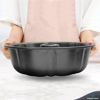 Forma Assadeira Redonda 24cm Antiaderente Para Bolo E Pudim Carbono