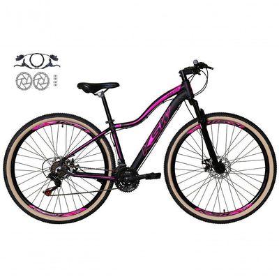Bicicleta Feminina Aro 29 Ksw Mwza Alumínio 24v Freio A Disco Hidraulico Garfo Suspensão preto-rosa Tam: 17