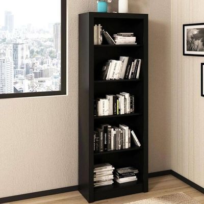 Estante Escritório 31x60x171cm ME4104 Livreiro Tecnomobili Preta 5 Prateleiras Organizar Documentos Livros Preto