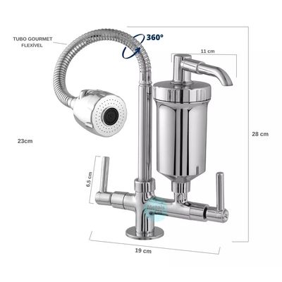 Torneira Metal Com Filtro Cozinha Gourmet Pia Mesa Bancada