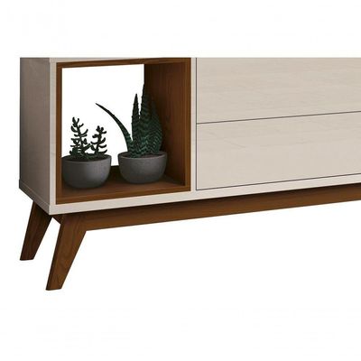 Rack Para Tv Horizon 2.2 Off White Com Natural - Moveisaqui