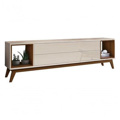 Rack Para Tv Delux 2.2 Off White Com Natural - Moveisaqui