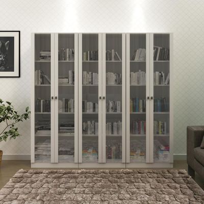 Kit 3 Armários para Escritório com Portas de Vidro ME4115 Branco