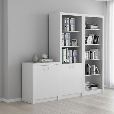 Kit 3 Armários para Escritório com Balcão, Armário e Estante Branco