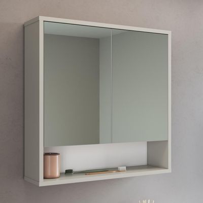Armário Espelheira de Banheiro 60 Bari com 2 Portas 1 Nicho Arenas