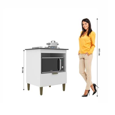 Balcão Cooktop Iara 4 Bocas Branco Tampo Preto J Carvalho