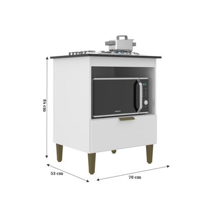 Balcão Cooktop Iara 4 Bocas Branco Tampo Preto J Carvalho