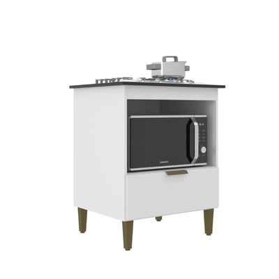 Balcão Cooktop Iara 4 Bocas Branco Tampo Preto J Carvalho
