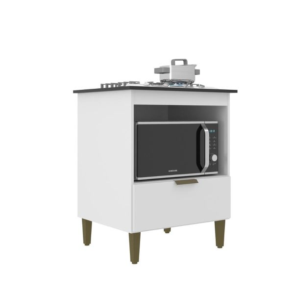 Balcão Cooktop Iara 4 Bocas Branco Tampo Preto J Carvalho