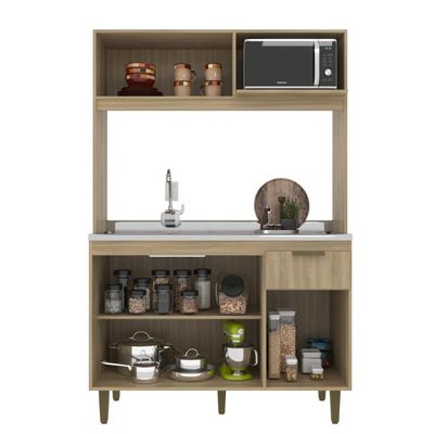 Cozinha Compacta Júlia 120Cm Dourado Fume J Carvalho