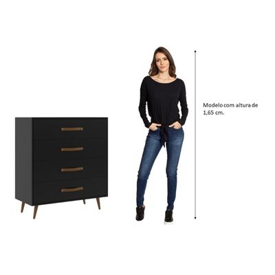 Cômoda 4 Gavetas Pádua Preto J Carvalho