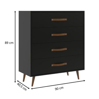 Cômoda 4 Gavetas Pádua Preto J Carvalho