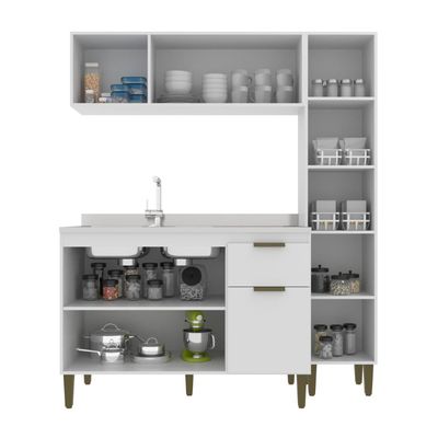 Cozinha Alana 3 Peças C Paneleiro Branco J Carvalho