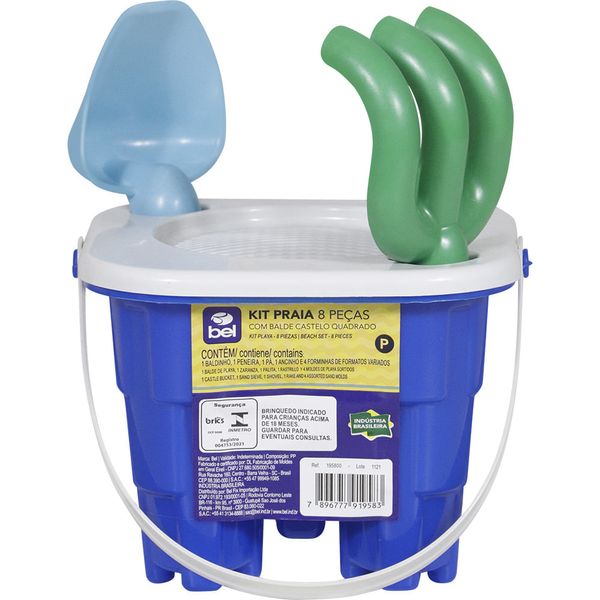 Kit Baldinho de Praia Castelinho com 8 Peças Cores Sortidas (P) Bel Único
