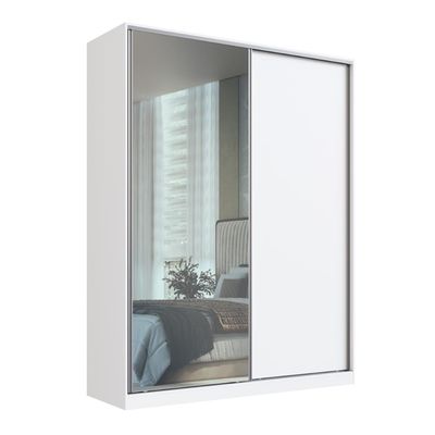 Guarda Roupa Solteiro Espelho 2 Portas 3 Gavetas Branco 183x59,8x235cm RC 2003 Emovell