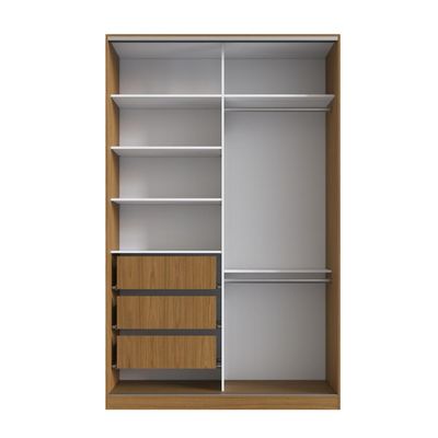 Guarda Roupa Solteiro 147x59,8x235cm 2 Portas 3 Gavetas Freijó Natural RC2004 Emovell